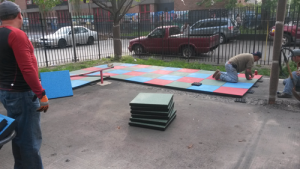 Installing Rubber Playground Safety Mat Tiles | New York City | adventureTURF